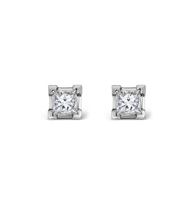 18K White Gold Princess Diamond Earrings - 0.30CT - G/VS - 3mm