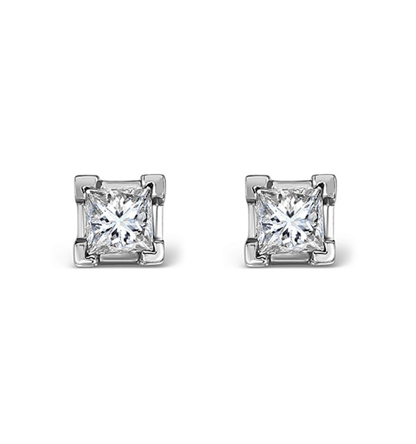 18K White Gold Princess Diamond Earrings - 0.30CT - G/VS - 3mm - image 1