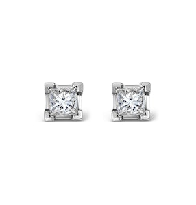 18K White Gold Princess Diamond Earrings - 0.50CT - G/VS - 3.4mm