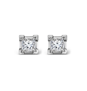 18K White Gold Princess Diamond Earrings - 0.66CT - G/VS - 3.8mm