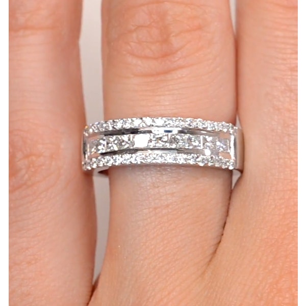 3 Row Diamond 1.00ct And Platinum Half Eternity Ring - Image 4