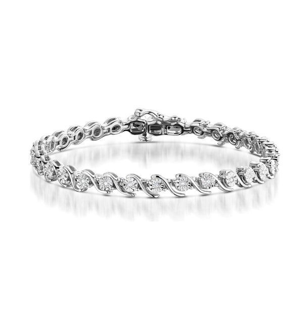 0.19ct Diamond and Silver Twist Bracelet - UD3241 - image 1