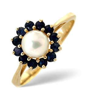 Pearl And Sapphire 9K Gold Ring