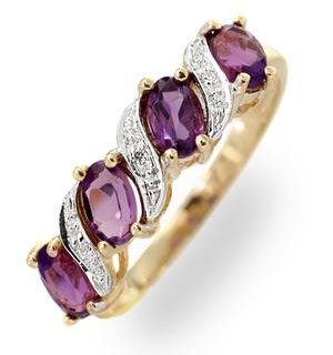Amethyst 0.74ct And Diamond 9K Gold Ring