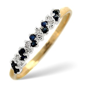Sapphire 0.18ct And Diamond 9K Gold Ring