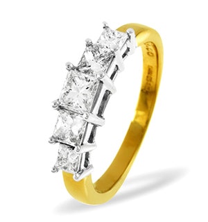 Lucy 18K Gold 5 Stone Princess Diamond Eternity Ring 0.50CT H/SI