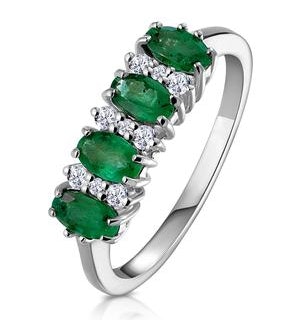 Emerald 0.94ct And Diamond 18K White Gold Ring