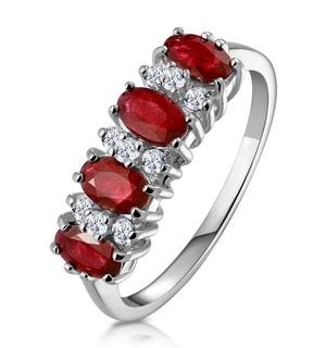 Ruby 1.12ct And Diamond 9K White Gold Ring