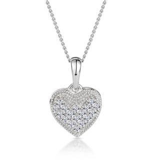 Heart Pendant Necklace 0.09ct Diamond 9K White Gold