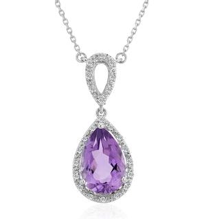 Amethyst 2.78CT And Diamond 9K White Gold Necklace
