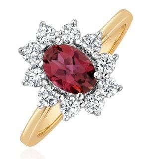 Pink Tourmaline 0.80CT and Diamond Halo Ring in 18K Gold - FET25
