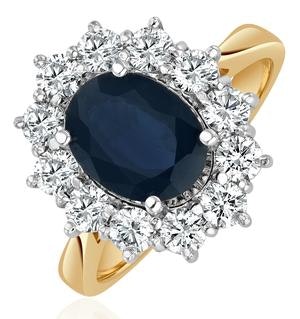 Sapphire 2.3ct And Diamond 1ct Cluster Ring in 18K Gold