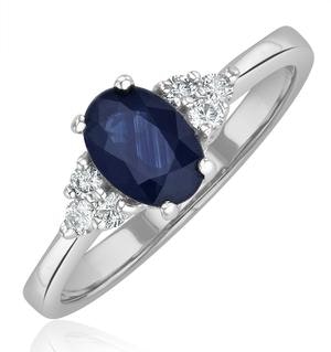 Sapphire 1.00ct And Diamond 18K White Gold Ring