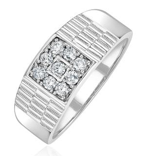 Mens Lab Diamond Signet Ring 0.50ct H/Si in 925 Silver