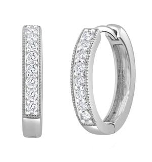 Lab Diamond Hoop Earrings 0.25ct H/Si Pave Set in 9K White Gold