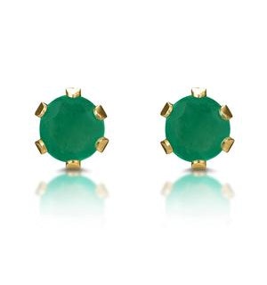 Emerald 3 x 3mm 9K Yellow Gold Stud Earrings