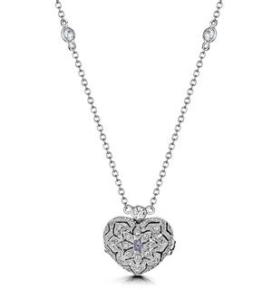 Amethyst February Birthstone Vintage Locket Necklace Topaz in Silver