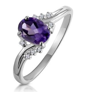 Amethyst 0.68ct And Diamond 9K White Gold Ring