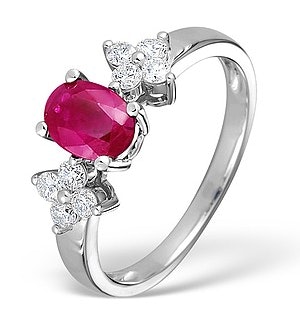 Ruby 0.90ct And Diamond 9K White Gold Ring