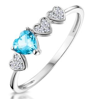 0.39ct Swiss Blue Topaz and Stellato Diamond Ring in 9K White Gold