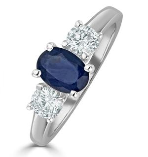 Sapphire 0.80ct And Diamond 0.50ct 18K White Gold Ring FET23-UY