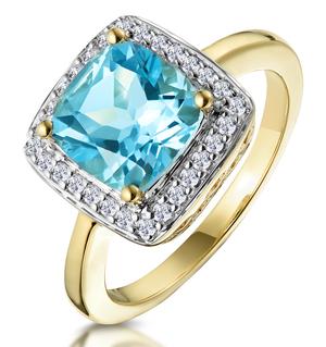 2ct Blue Topaz and Diamond Statement Ring 18K - Asteria Collection