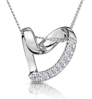 Heart Pendant Necklace 0.10ct Diamond 9K White Gold