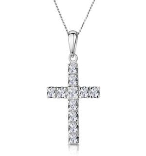 Diamond Cross Necklace 0.46ct in 9K White Gold