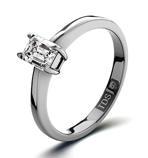Diamond Engagement Ring Emerald Cut 18K White Gold 0.25CT-G-H/SI