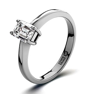 Engagement Ring Certified Emerald Cut Diamond 0.33CT G/VS 18K Gold