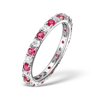 Ruby 0.80ct And H/SI Diamond 18KW Gold Eternity Ring  HG20-322TJUY