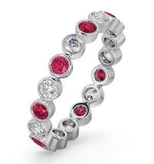 Ruby 0.80ct And H/SI Diamond 18KW Gold Eternity Ring