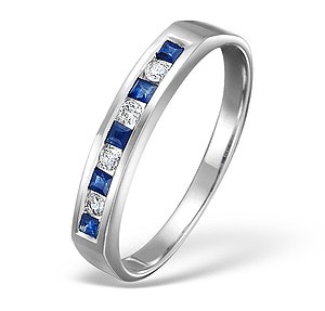 Sapphire 0.20ct And Diamond 9K White Gold Ring