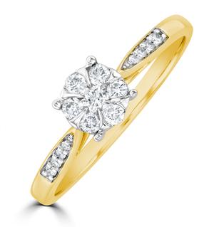Details about  / IGI Certified 10k Yellow Gold 0.25 Ct Diamond Flower Bypass Engagement Ring