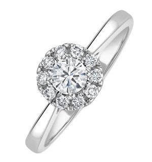 Lab Diamond Halo Engagement Ring 0.50ct H/Si in 9K White Gold