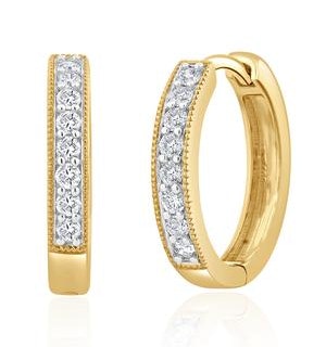 Lab Diamond Hoop Earrings 0.25ct H/Si Pave Set in 9K Gold