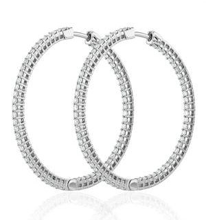 2.00ct Lab Diamond Hoop Earrings H/Si Quality in 9K White Gold - 40mm