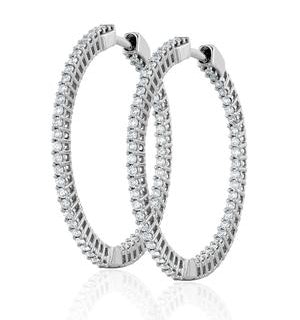 1.00ct Lab Diamond Hoop Earrings H/Si Quality in 9K White Gold - 30mm