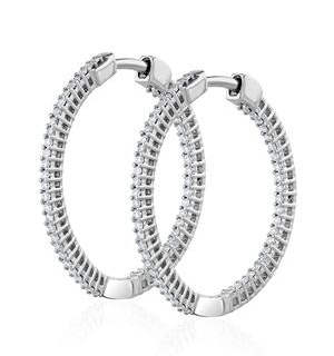 0.50ct Lab Diamond Hoop Earrings H/Si Quality in 9K White Gold - 26mm