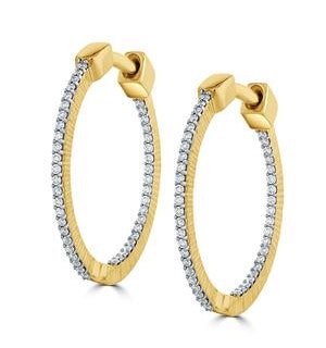 0.25ct Lab Diamond Hoop Earrings H/Si Quality in 9K Gold - 21mm
