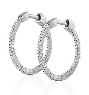 0.25ct Lab Diamond Hoop Earrings H/Si Quality in 9K White Gold - 21mm