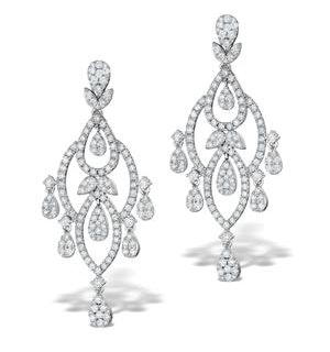 Diamond Pyrus Drop Chandelier Earrings 5ct in 18K White Gold P3402