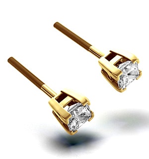 18K Gold Princess Diamond Earrings - 0.30CT - H/SI - 3mm