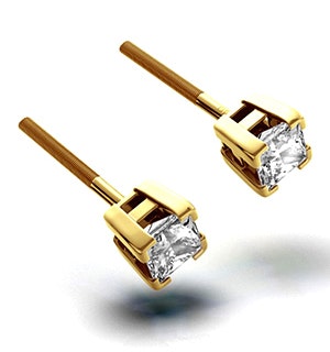 18K Gold Princess Diamond Earrings - 0.50CT - H/SI - 3.4mm