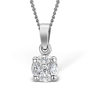 Galileo 0.50ct Look Diamond 0.18ct And Platinum Solitaire Necklace