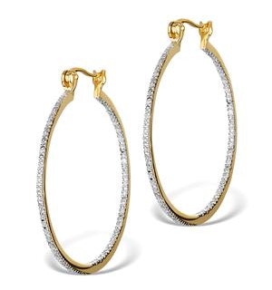 Diamond Hoop Earrings 35mm in Gold Vermeil - Ug3238