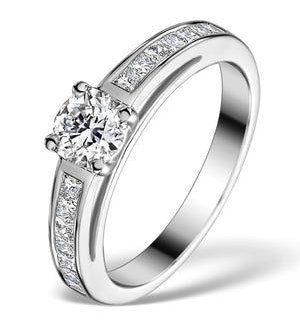 Sidestone Engagement Ring Eleri 0.90ct VS2 Princess Diamond 18KW Gold