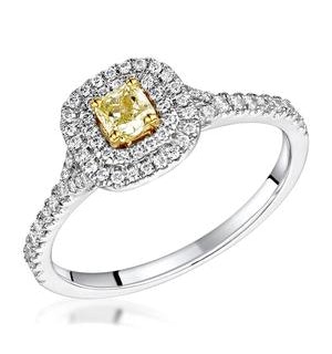 Natasha Yellow Diamond Halo Engagement Ring 0.53ct 18K White Gold