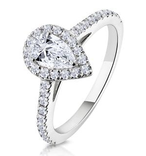 Diana GIA Diamond Pear Halo Engagement Ring Platinum 1ct G/VS2