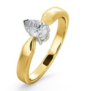 Certified Pear Shaped 18K Gold Diamond Engagement Ring 0.50CT-H/Si